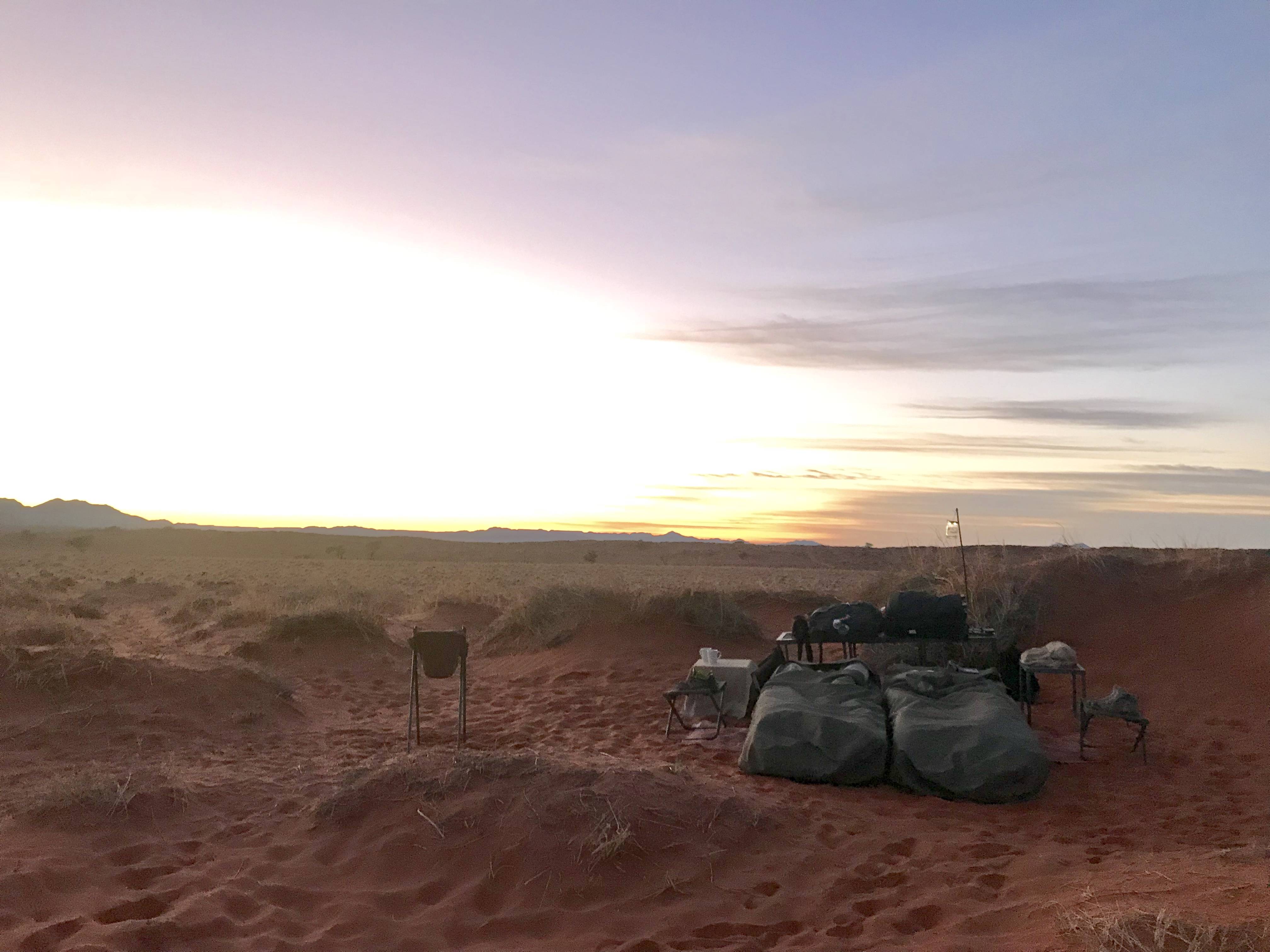 Tok Tokkie Trails Namibia camp sleeping outside on stretchers