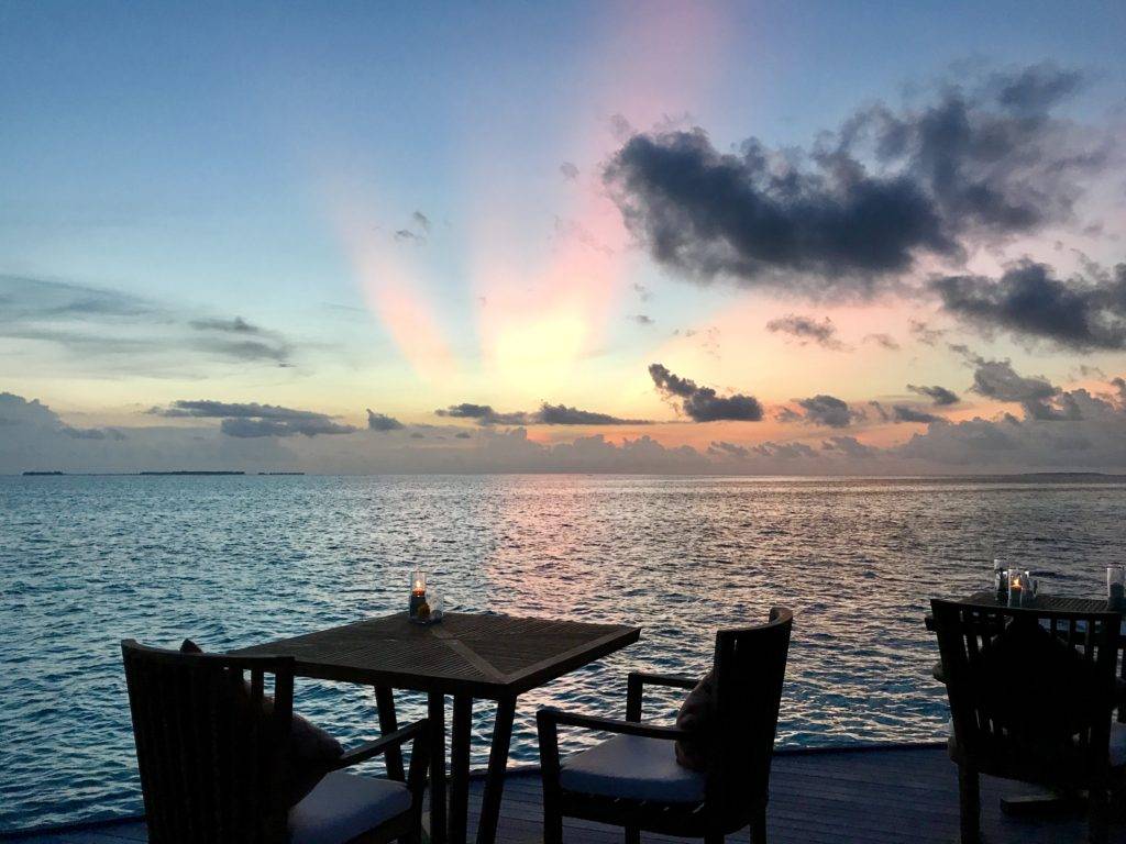 Mirihi Island Resort Maldives sunset cocktails Muraka Bar