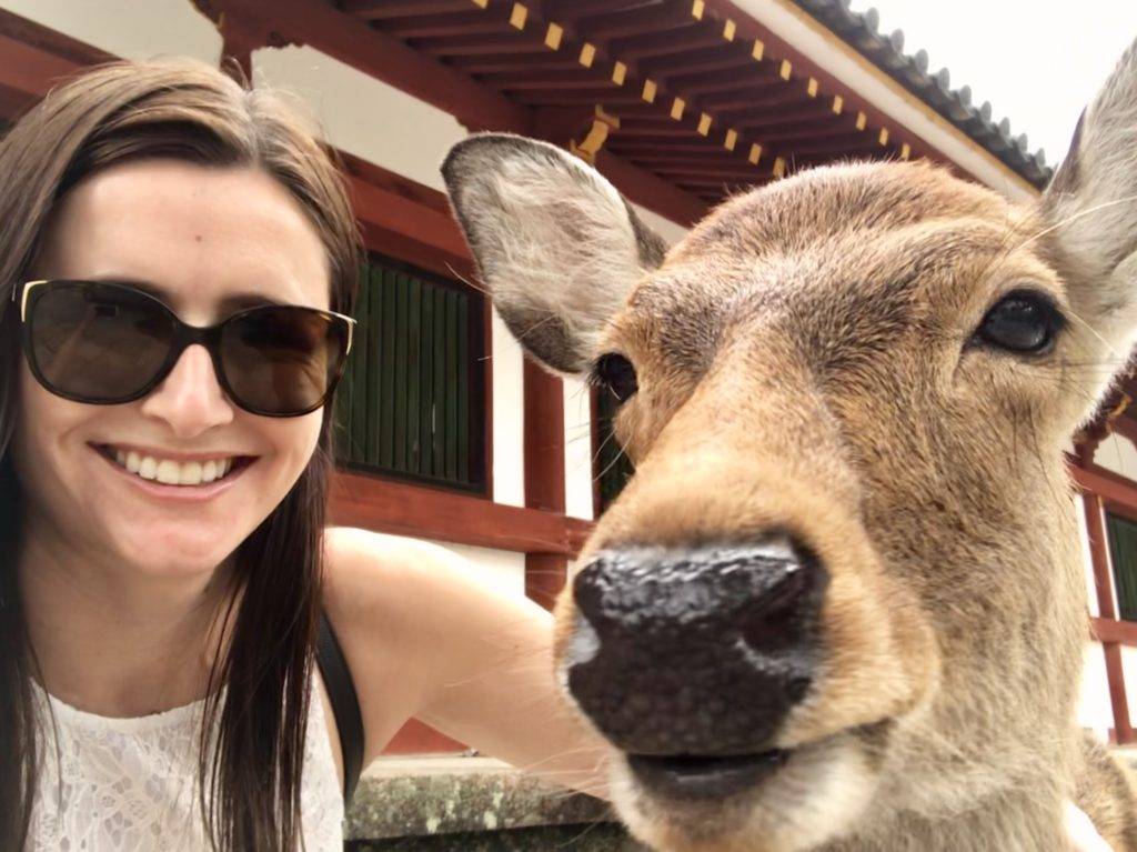 Selfie with Nara Deer at Todaiji temple