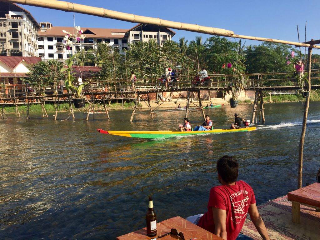 Best Places to Visit in Laos - Vang Vieng riverside drinks