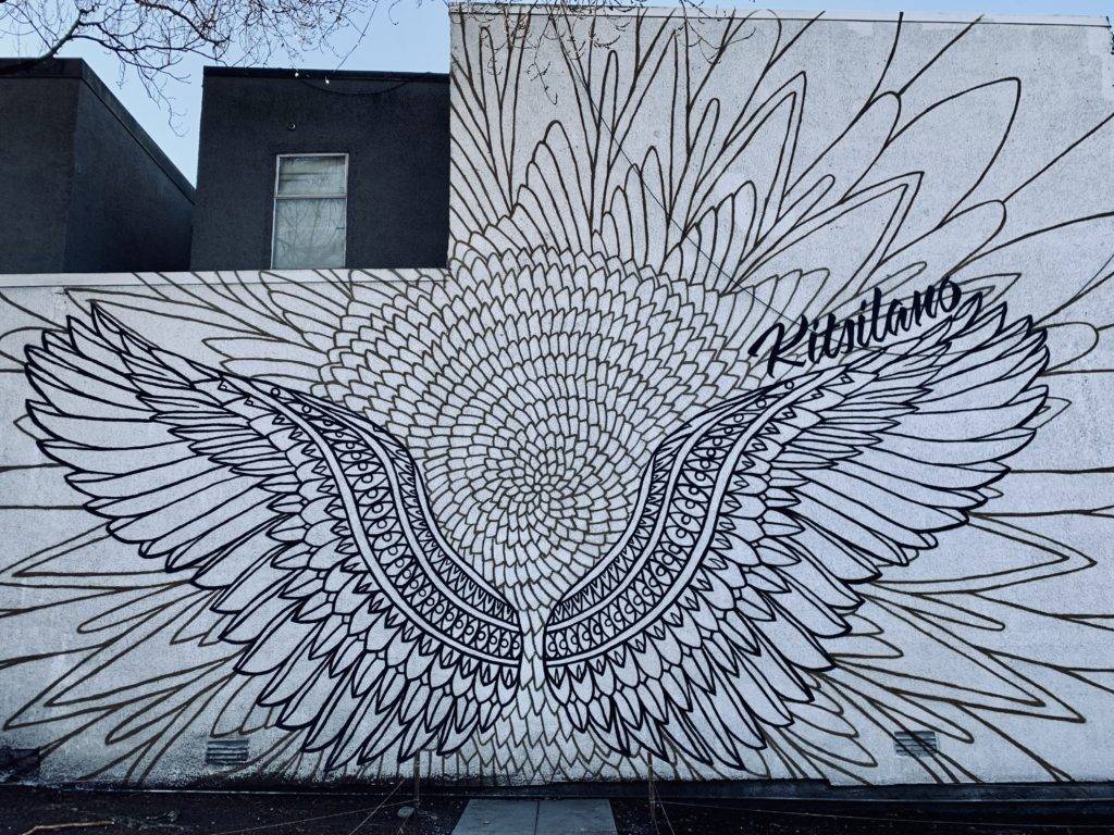 Mural of eagle wings in Kitsilano Vancouver Canada