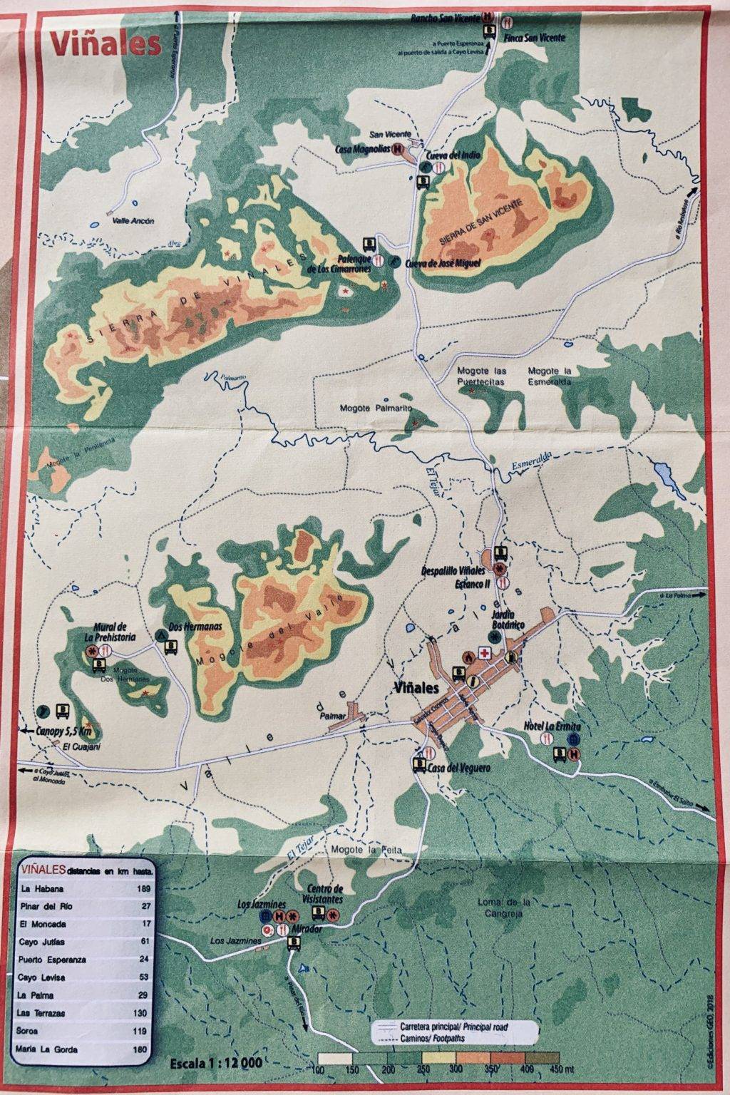 Vinales Cuba map with hop on hop off bus stops