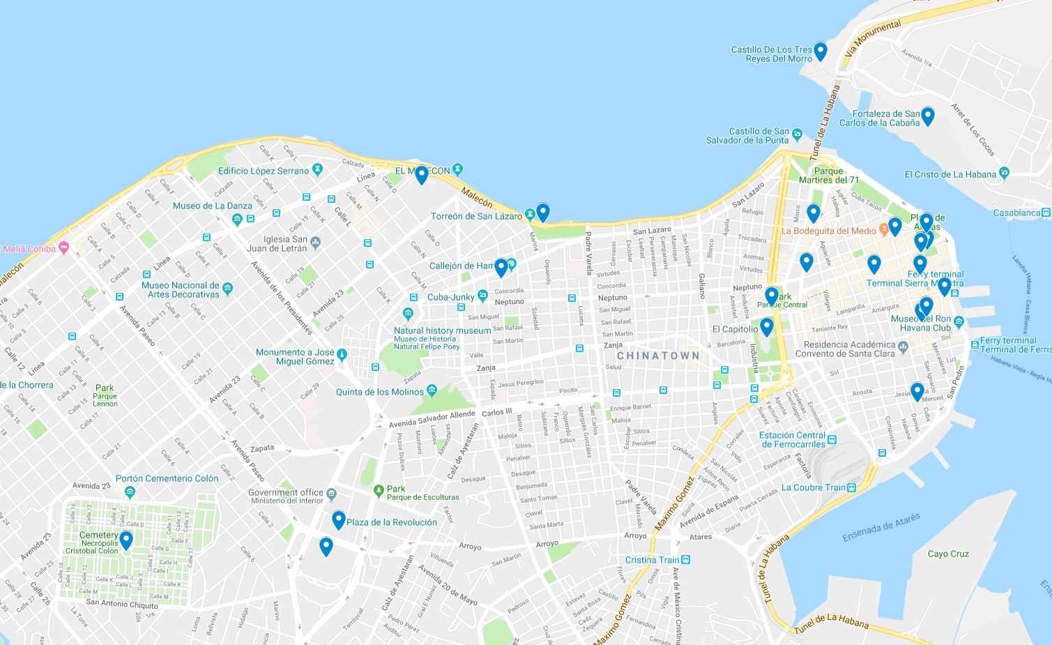 Havana map with attractions