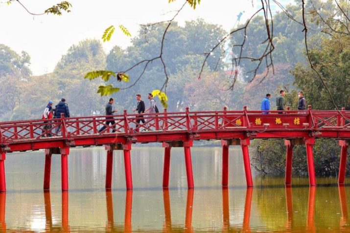 Red Bridge Hanoi - The Huc Bridge on Hoan Kiem Lake