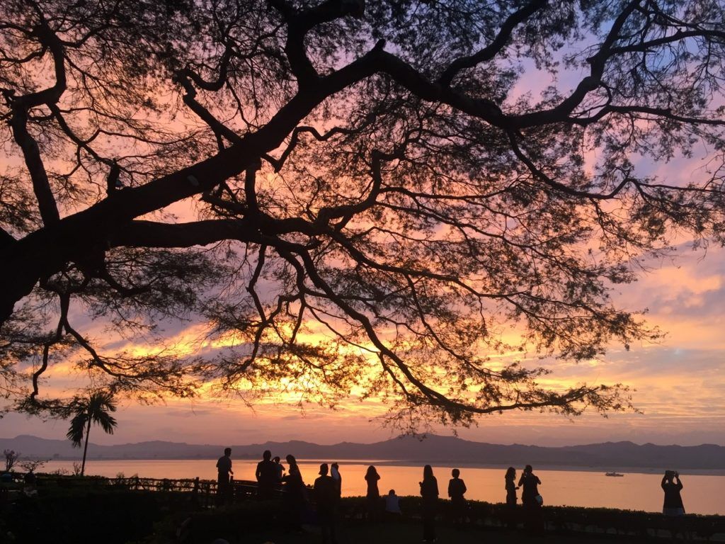 Sunset over Bagan river, view from Bagan Thande Hotel, Bagan, Myanmar