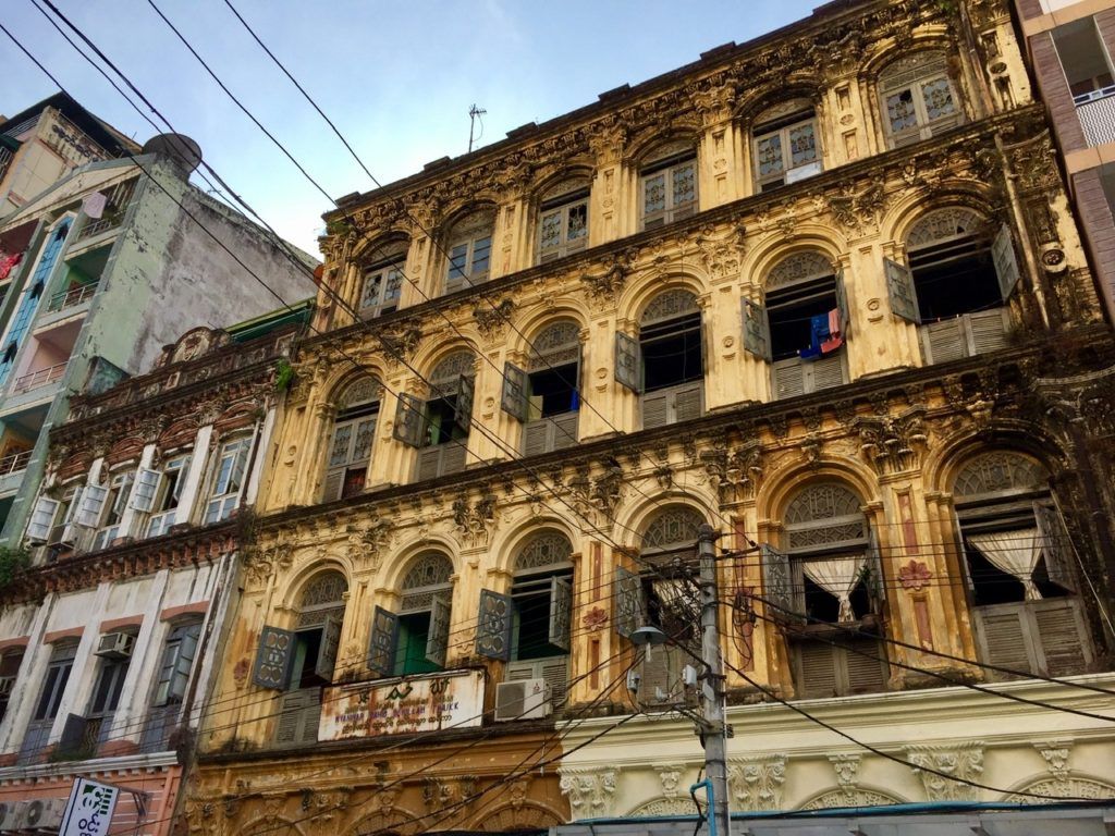 Colonial buildings in Yangon, Myanmar